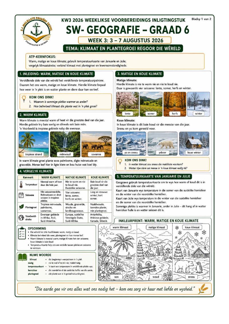 Voorbeeldbladsy: Sosiale Wetenskappe • Geografie, Graad 6, Geografie-werkstuk